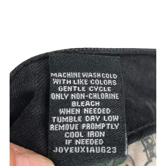 Ed Hardy 90s Flare black jeans Tiger head embroidery boho logo sz 34 - Picture 12 of 14